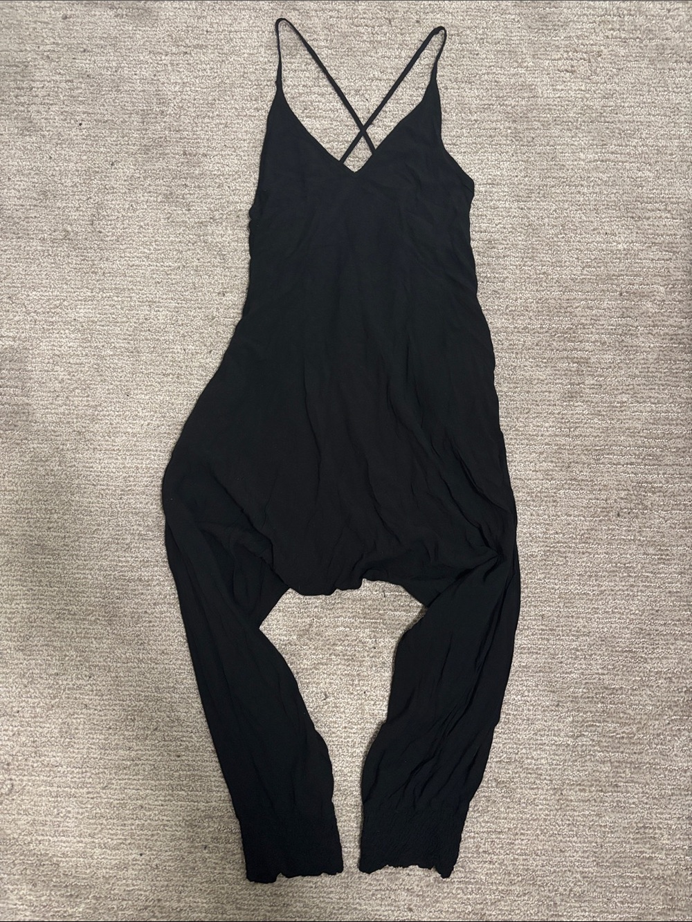 Women's Black Strappy V-Neck Jumpsuit